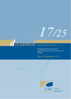 Dictamen 17/25 de 22 de diciembre sobre el Proyecto de Decreto de régimen de funcionamiento y organización de la Mesa de turismo de Euskadi